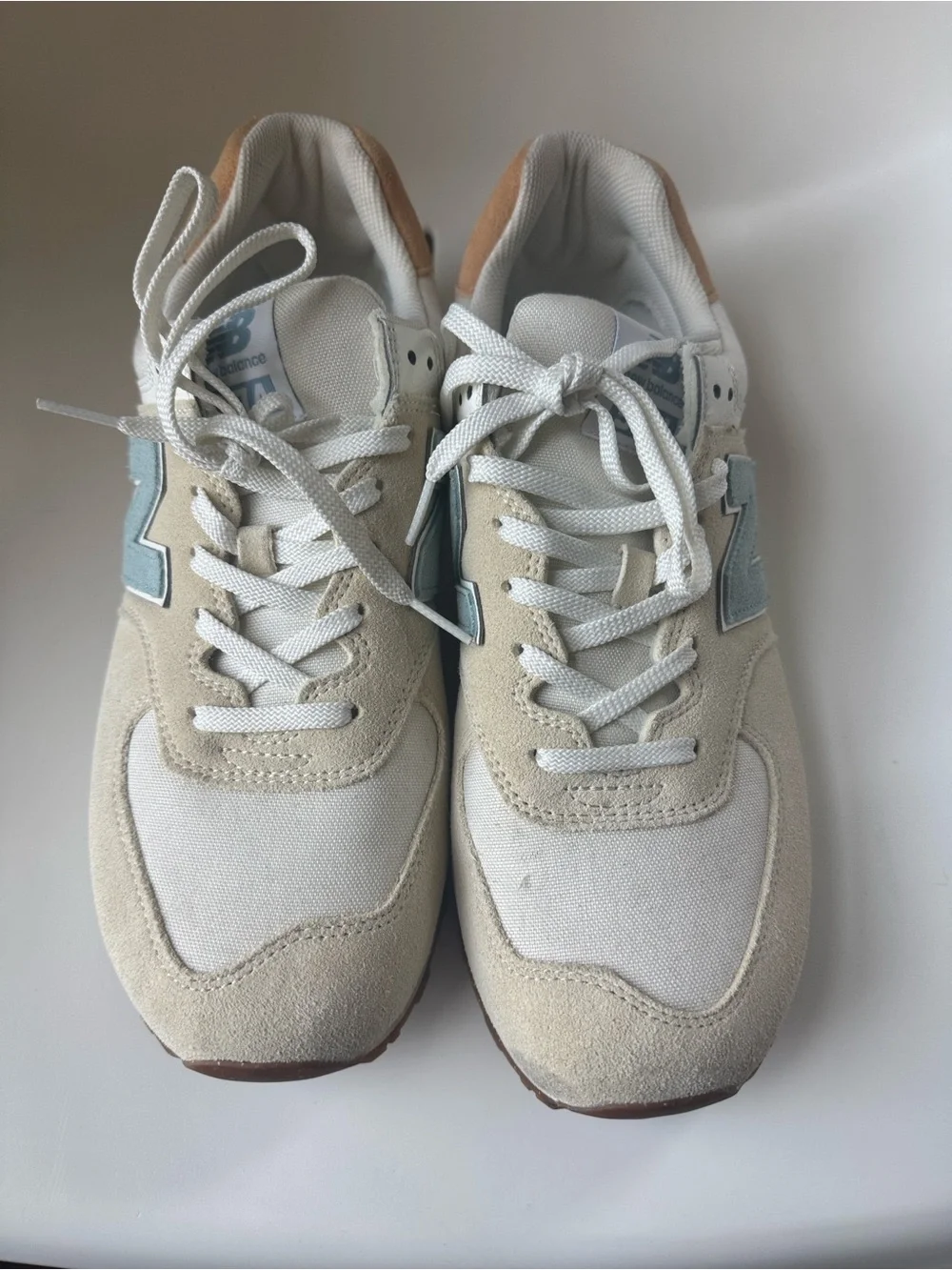 New Balance Beige and Light Blue Casual Sneakers